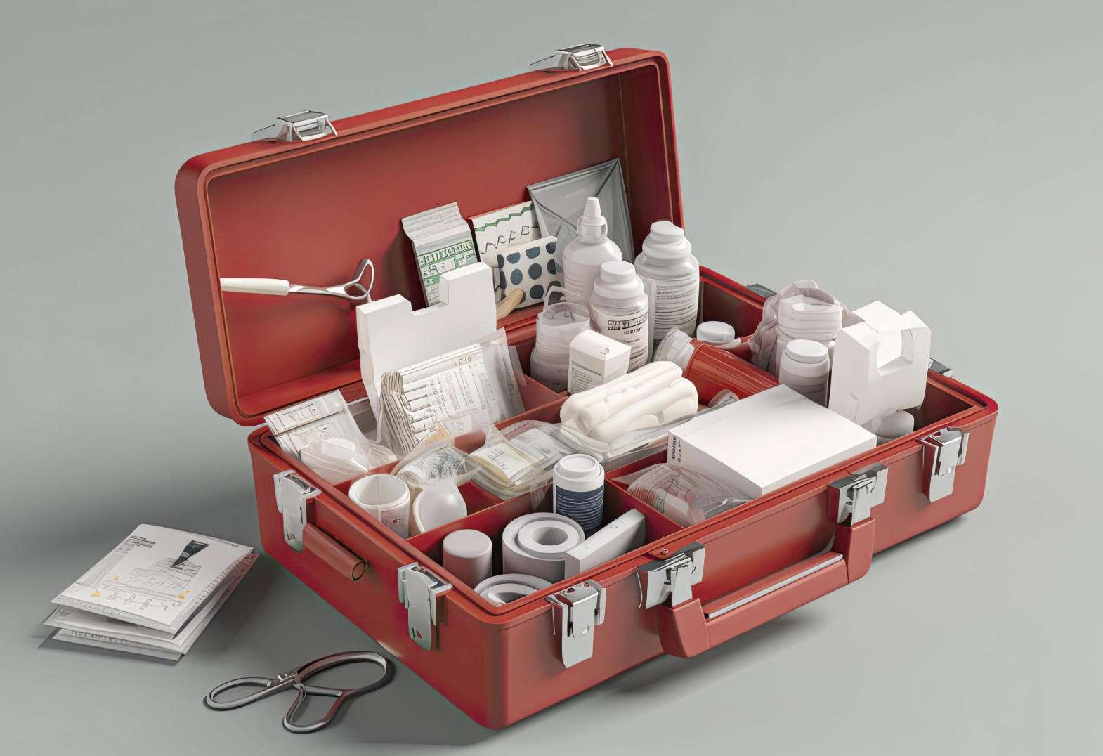 Comprehensive first aid kit with medical supplies for emergency preparedness
